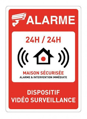 plaque qu'un indique une alarme connéctée